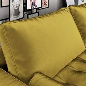 US Pride Furniture NS5459-S Caladeron Mid-Century Modern Sofa in Soft Velvet, Goldenrod