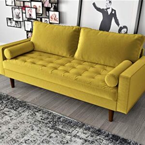 US Pride Furniture NS5459-S Caladeron Mid-Century Modern Sofa in Soft Velvet, Goldenrod