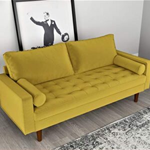 US Pride Furniture NS5459-S Caladeron Mid-Century Modern Sofa in Soft Velvet, Goldenrod