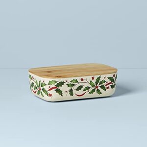 Lenox 893501 Holiday Rectangular Server With Wooden Lid