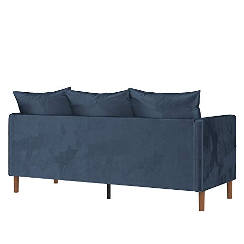 Novogratz Paige Modern Pillowback Sofa, Navy Blue Velvet