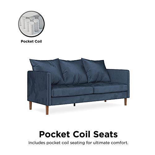 Novogratz Paige Modern Pillowback Sofa, Navy Blue Velvet