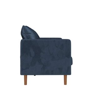 Novogratz Paige Modern Pillowback Sofa, Navy Blue Velvet