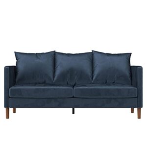 Novogratz Paige Modern Pillowback Sofa, Navy Blue Velvet