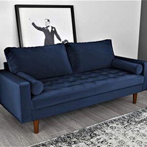 US Pride Furniture NS5455-S Caladeron Mid-Century Modern Sofa in Soft Velvet, Space Blue