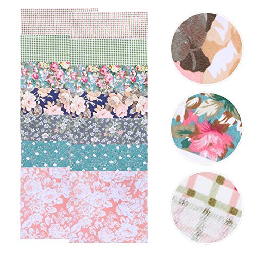 PRETYZOOM Cotton Sheets 14pcs Cotton Fabric Sewing Bundle Patchwork DIY Quilting Sewing Floral Mixed Squares Bundle Fabric Sheets Patchwork Summer Sewing Fabric Material (Assorted Color) Bed Sheet