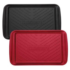 Cuisinart Grill Tray Bundle - Grilling Prep and Serve Trays (Black and Red) & Defrosting Tray (Black)