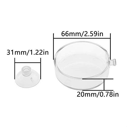 ZRM&E Aquarium Glass Feeder Shrimp Feeding Dish Transparency Acrylic Food Tray Container with Suction Cup Fish Tank Aquascape Decor, 6.5cm