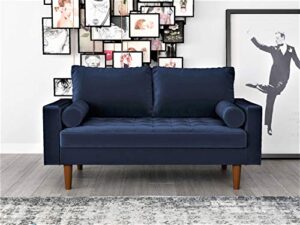 us pride furniture ns5455-l caladeron mid-century modern loveseat in soft velvet, space blue