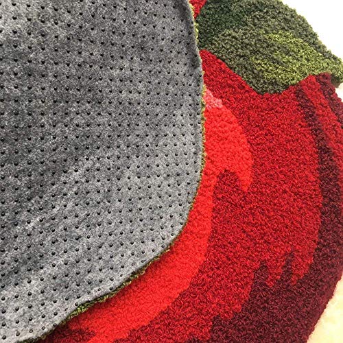 TEALP Fruit Area Rug Apple Shape Mat Cute Rugs for Kids, Mats for Bedroom/Living Room/Bathroom/Kitchen, Hand Woven Home Décor Mat, Modern Washable Non-Slip Indoor Rugs 17.7"x 31.5", Red