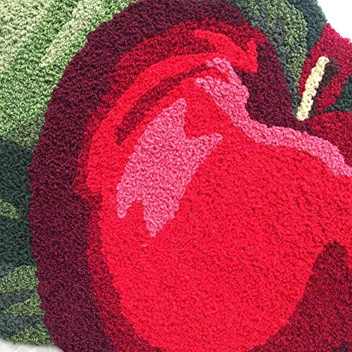 TEALP Fruit Area Rug Apple Shape Mat Cute Rugs for Kids, Mats for Bedroom/Living Room/Bathroom/Kitchen, Hand Woven Home Décor Mat, Modern Washable Non-Slip Indoor Rugs 17.7"x 31.5", Red