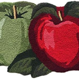 TEALP Fruit Area Rug Apple Shape Mat Cute Rugs for Kids, Mats for Bedroom/Living Room/Bathroom/Kitchen, Hand Woven Home Décor Mat, Modern Washable Non-Slip Indoor Rugs 17.7"x 31.5", Red