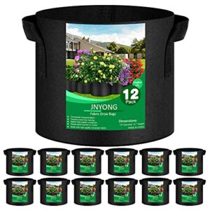 jnyong 12-pack 7 gallon thickened non-woven grow bags, aeration fabric pots with handles