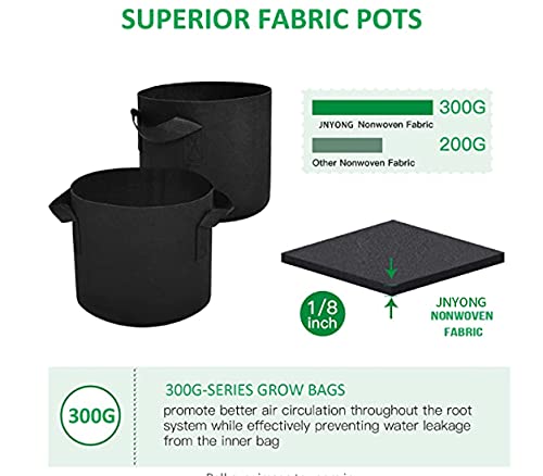 JNYONG 12-Pack 7 Gallon Thickened Non-Woven Grow Bags, Aeration Fabric Pots with Handles