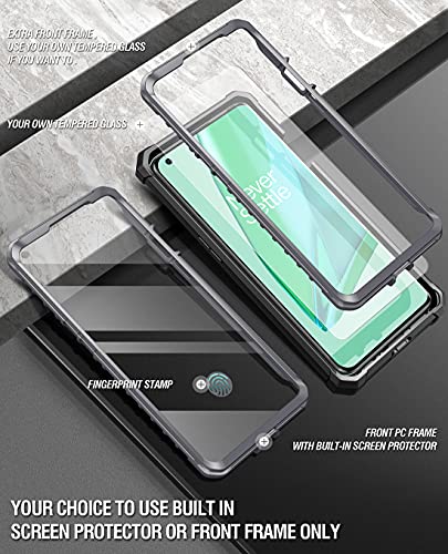 Poetic Guardian Case Designed for Oneplus 9 Pro 5G, Built-in Screen Protector Work with Fingerprint ID, Full Body Hybrid Shockproof Bumper Cover Case, Black/Clear