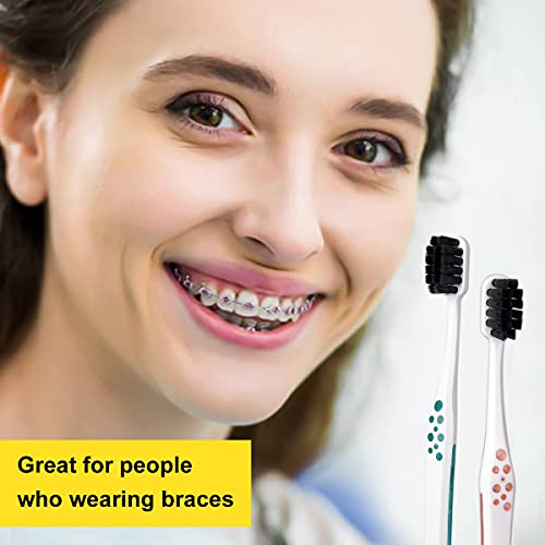 VEMIGON Extra Soft Toothbrush for Sensitive Teeth, Wide Head Soft Toothbrushes for Adults, Soft Bristle Toothbrush with Activated Charcoal, Whitening Toothbrush Perfect for Braces (4PCS)