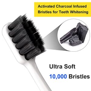 VEMIGON Extra Soft Toothbrush for Sensitive Teeth, Wide Head Soft Toothbrushes for Adults, Soft Bristle Toothbrush with Activated Charcoal, Whitening Toothbrush Perfect for Braces (4PCS)