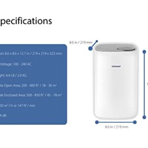 Galaseed H13 True HEPA Air Purifier | Built-in PM2.5 Sensor | 500sq ft Coverage | 3-Stage Air Filtration System | Removes 99.97% PM2.5 Particles | Ideal for Large Bedroom, Living Room, Home and Office