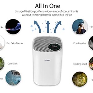 Galaseed H13 True HEPA Air Purifier | Built-in PM2.5 Sensor | 500sq ft Coverage | 3-Stage Air Filtration System | Removes 99.97% PM2.5 Particles | Ideal for Large Bedroom, Living Room, Home and Office