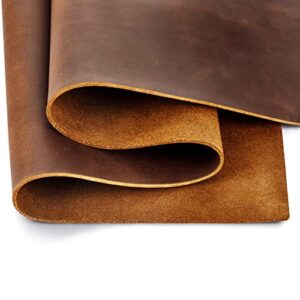 Tooling Leather Square 1.8-2.0MM Thick Genuine Top Full Grain Oil Tan Crazy Horse Cowhide Leather Sheets for Crafts Tooling Sewing Wallet Earring Hobby (Dark Brown, 8"x12")