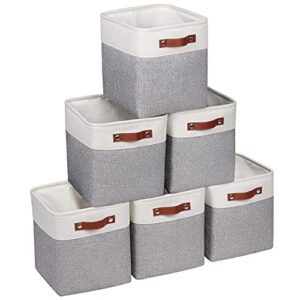 kntiwiwo fabric storage cubes 10.5”x10.5”x11” cube storage bins for closet organizers and storage shelves foldable storage bin with handles, set of 6, grey