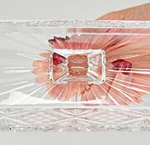 HOME-X Crystal Butter Dish with Lid, Real Crystal Covered Dish, Butter Holder for Serving and Storage, 8"L x 3 ½" W x 4' H, Crystal