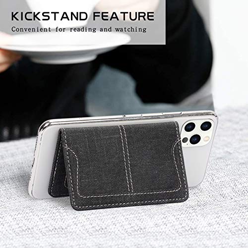FYY Card Holder for Back of Phone, Cell Phone Card Holder Stick on Wallet Card Case with [Magnetic Closure], Slim 3M Adhesive Card Wallet Compatible for iPhone/Samsung and Most Smart Phones Black