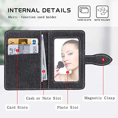 FYY Card Holder for Back of Phone, Cell Phone Card Holder Stick on Wallet Card Case with [Magnetic Closure], Slim 3M Adhesive Card Wallet Compatible for iPhone/Samsung and Most Smart Phones Black