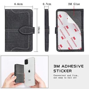 FYY Card Holder for Back of Phone, Cell Phone Card Holder Stick on Wallet Card Case with [Magnetic Closure], Slim 3M Adhesive Card Wallet Compatible for iPhone/Samsung and Most Smart Phones Black