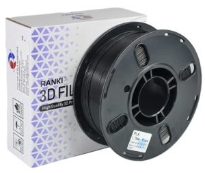 pla+ filament 1.75mm, pla plus 3d printer filament, ranki pla filament pro, dimensional accuracy +/- 0.03mm, 1kg spool(2.2lbs), black