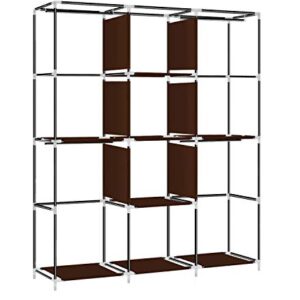 YOUUD Portable Closet 50 Inch Wardrobe Closet for Hanging Clothes with Non-Woven Fabric Cover, 4 Hang Rods and 4 Clothes Storage Organizer Shelves, Brown Clothes Closet Quick and Easy Assembly