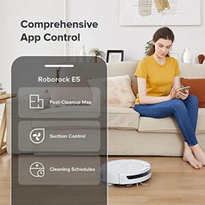 roborock E5 Mop Robot Vacuum Cleaner, 2500Pa Strong Suction, Wi-Fi Connected, APP Control, Compatible with Alexa, Ideal for Pet Hair, Carpets, Hard Floors (White)