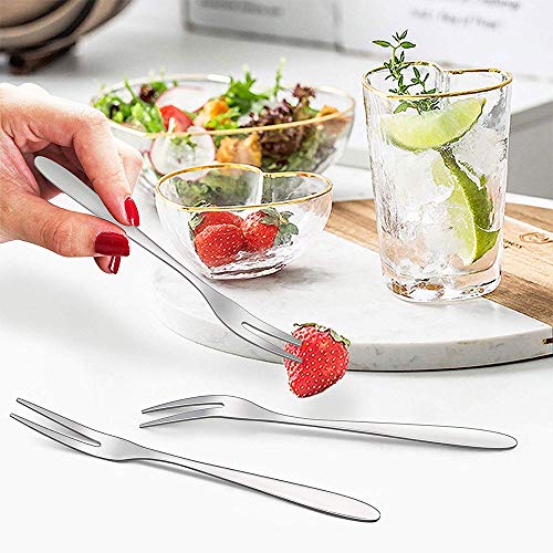 Mini Serving Tongs & Fruit Fork, 4Inch Stainless Steel Sugar Cube Tongs, Sliver Small Ice Tongs for Tea and Coffee Party, Appetizers, Desserts by Sunenlyst (10 Sugar Tongs,10 Fruit Forks)