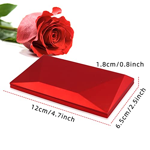 iSuperb Rose Ring Box Creative Velvet Rose Engagement Jewelry Box for Wedding Jewelry Gift Box (Red)