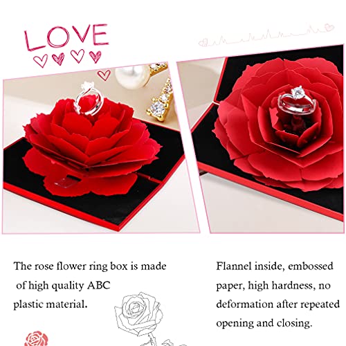 iSuperb Rose Ring Box Creative Velvet Rose Engagement Jewelry Box for Wedding Jewelry Gift Box (Red)