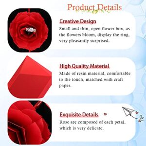 iSuperb Rose Ring Box Creative Velvet Rose Engagement Jewelry Box for Wedding Jewelry Gift Box (Red)