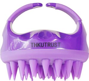 thkutrust pet brush, for grooming,shedding hair, bathing, and massaging .non-toxic, easy to clean, round-shaped (purple)