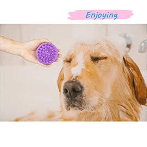THKUTRUST Pet Brush, For Grooming,Shedding hair, Bathing, and Massaging .Non-Toxic, Easy to Clean, Round-Shaped (Purple)