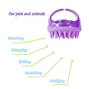 THKUTRUST Pet Brush, For Grooming,Shedding hair, Bathing, and Massaging .Non-Toxic, Easy to Clean, Round-Shaped (Purple)