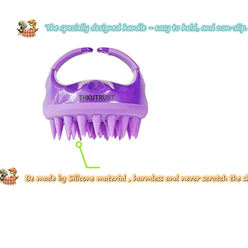 THKUTRUST Pet Brush, For Grooming,Shedding hair, Bathing, and Massaging .Non-Toxic, Easy to Clean, Round-Shaped (Purple)