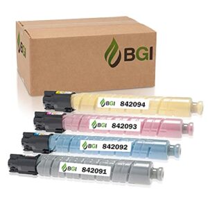 bgi compatible replacement toner for ricoh mp c307 mp c306 mp c406 mp c407 toner ink | 842091,842092, 842093, 842094 | 4-pack high yield