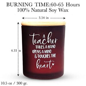 Teacher Gifts, Scented Candles Gift For Teacher-A Teacher Takes a Hand, Opens a Mind & Touches The Heart-Teacher Appreciation Gifts, Teacher Gifts From Student, Retirement Gifts for Teacher (Lavender)