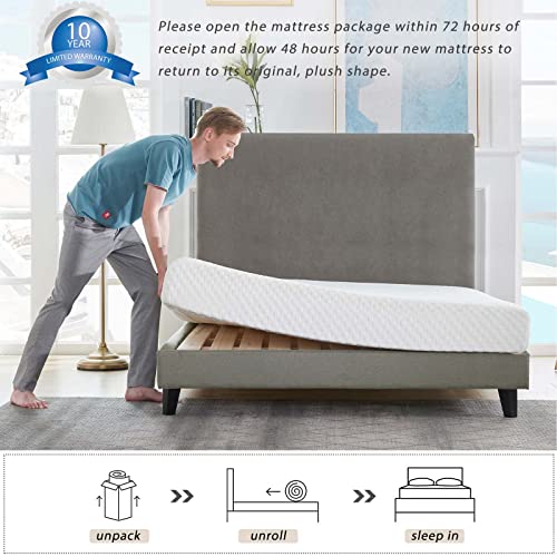 Queen Mattress, 10 inch Gel Memory Foam Mattress with CertiPUR-US Bed Mattress in a Box for Sleep Cooler & Pressure Relief, Medium Firm Support (Queen)