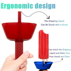 Drip Free Popsicle Holder,Set of 4 Reusable Popcical Holder,Mess Free Frozen Treats Holder with Straw Popsicle Holder for Kids