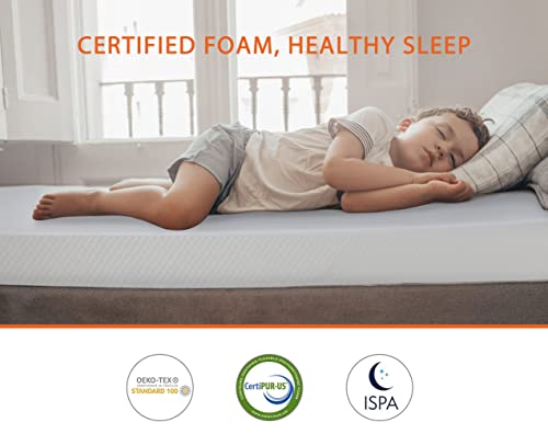 6 inch Twin Mattress for Kids, Gel Memory Foam Twin Bed Mattress for a Cool Sleep & Pressure Relief, Medium Firm Mattress Pad Twin Size, Bed in a Box, CertiPUR-US Certified & White (6 Inch, Twin)