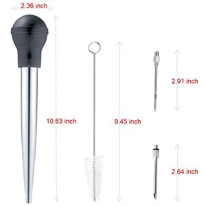 Turkey Baster, Baster Syringe for Cooking, Baster with Cleaning Brush and Marinade Needles, Stainless Steel Turkey Baster, Black