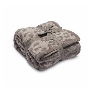 Barefoot Dreams CozyChic Barefoot in The Wild Gray One Size,Leopard/Linen/Warm Gray,CozyChic BITW Adult Throw Leopard