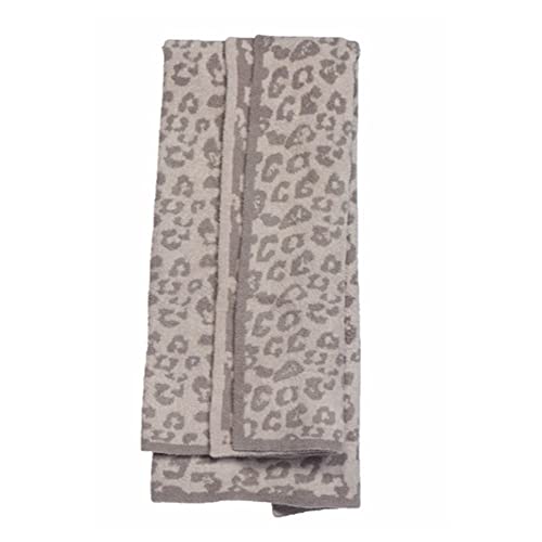 Barefoot Dreams CozyChic Barefoot in The Wild Gray One Size,Leopard/Linen/Warm Gray,CozyChic BITW Adult Throw Leopard