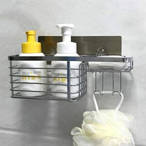 IRDFWH Adhesive Bathroom Shelf Organizer Shower Caddy Kitchen Storage Rack Wall Mounted No Drilling Stainless Steel Wire Basket Hook