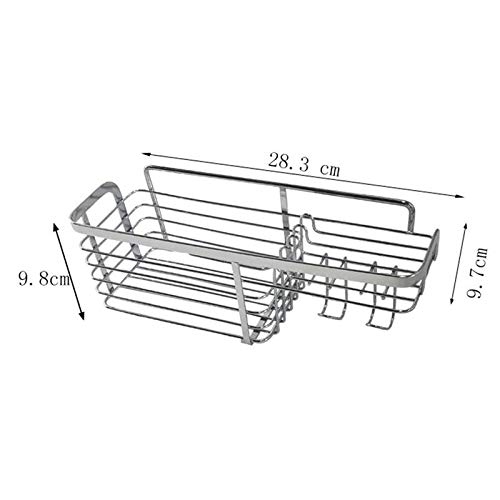 IRDFWH Adhesive Bathroom Shelf Organizer Shower Caddy Kitchen Storage Rack Wall Mounted No Drilling Stainless Steel Wire Basket Hook